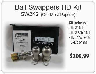 Ball Swappers Exchangeable Trailer Towing Balls. Made from Solid Stainless Steel. Designed to Last a Lifetime. HD Kit. SW2K2 (Our Most Popular) Buy now $209.99